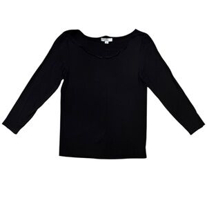Vince Raw Hem Classic Black Long Sleeve Top